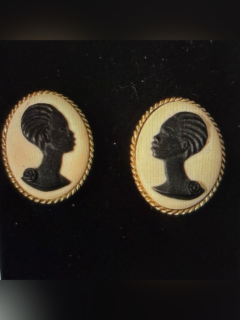 Vintage-Inspired Black and Cream Cameo Earrings